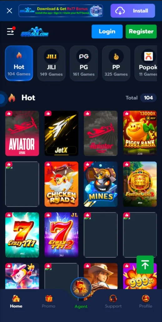 888ACE Game Home page image