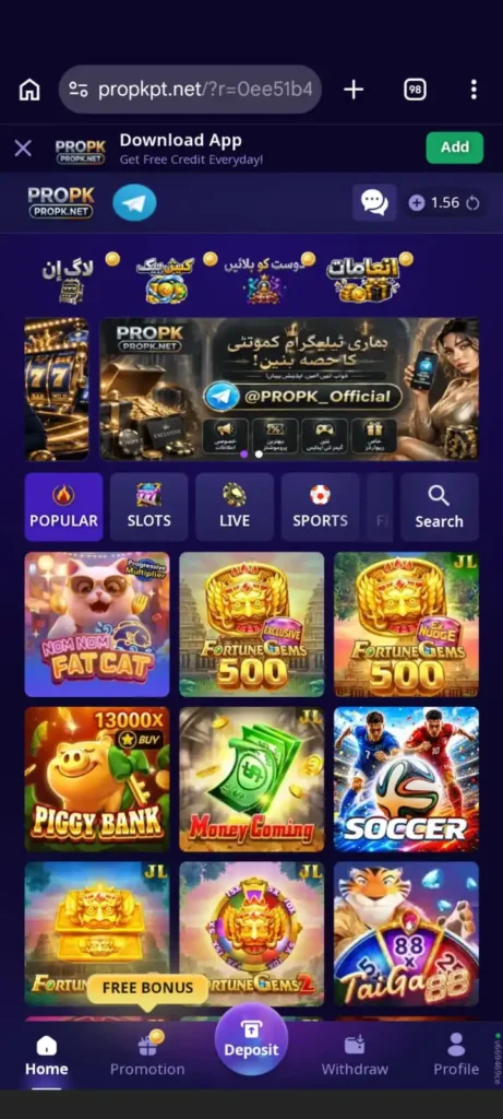 PROPK Game home page