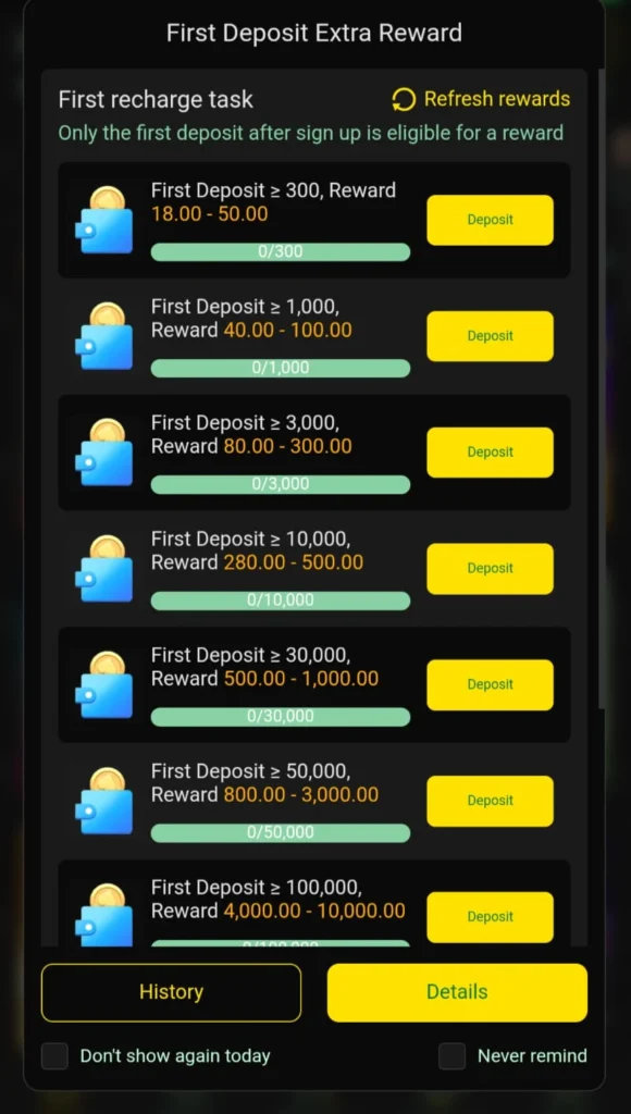 apk first deposit rewards